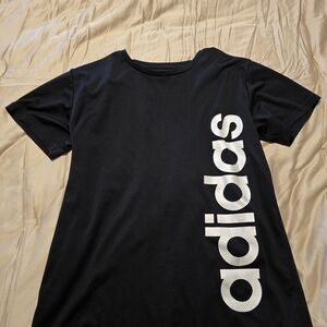 Adidas Black Tee with Vertical White Logo